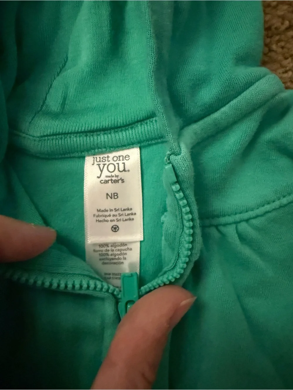 Carter's Teal Baby Zip-Up Hoodie